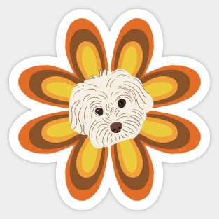 Retro Flower Maltipoo Dog Sticker